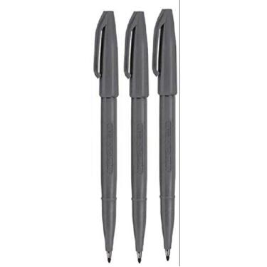 Imagem de Pentel Caneta de sinal original cinza S520 canetas marcadoras de ponta de fibra colorida ponta de 2 mm 1 mm largura da linha (pacote com 3)