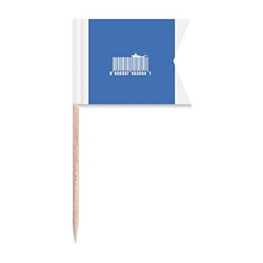Imagem de Bandeiras de palito de dente com código de barras para marcação de etiquetas para bolo de festa, comida e queijos