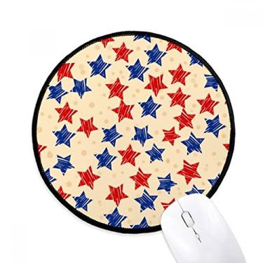 Imagem de Mouse pad vermelho azul pentagrama América Country Elements desktop escritório tapete redondo para computador
