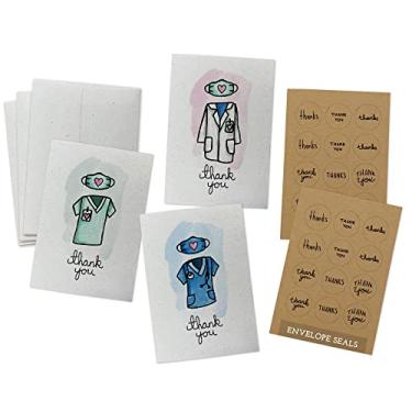 Imagem de The Scrubs Set – 24 cartões de agradecimento com envelopes e selos de adesivo Kraft – Presentes para enfermeiras, médicos, profissionais de saúde e profissionais médicos