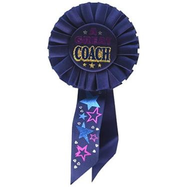 Imagem de Beistle Artigos de festa esportivos A Coach Rosette, fitas vestíveis, 8,25 cm x 16,50 cm, multicoloridas