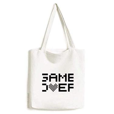 Imagem de Bolsa de lona preta cinza Game Over Pixel bolsa de compras bolsa casual bolsa de compras