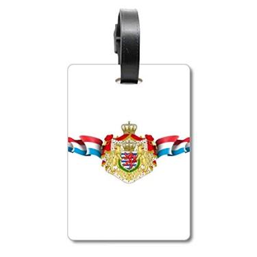 Imagem de Bandeira de Luxemburgo com emblema nacional e etiqueta para bagagem, cartão para pendurar