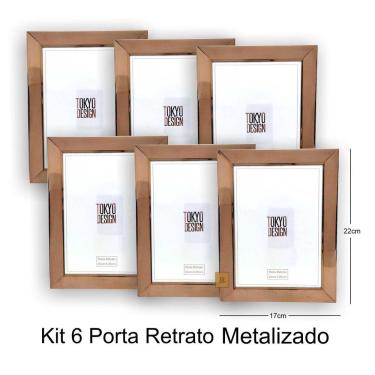 Imagem de Kit 6 Porta Retrato Metalizado Luxo 15x20 Moldura de Fotos