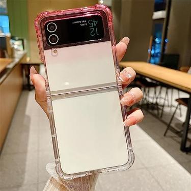 Imagem de Capa transparente luxuosa de cor gradiente para Samsung Z Flip 3 Flip4 ZFlip 4 3 Galaxy Z Flip 3 4 Capa à prova de choque de silicone acrílico, rosa, para Samsung Z Flip 3
