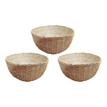 Imagem de Kit 3 Balaio Bambu 45cm Cesto Palha Artesanal Decoração