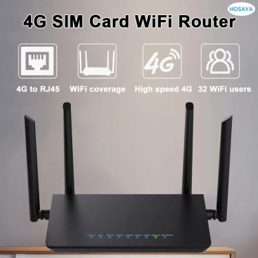 Imagem de LTE CPE Wireless Modem  Roteador 4G  300m  CAT4  32 Usuários Wi-Fi  RJ45  WAN  LAN  4G Cartão SIM