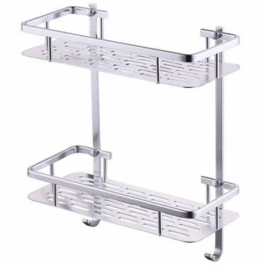 Imagem de Suporte Organizador Shampoo Condicionador Sabonete Prateleira Dupla Box Banheiro Chuveiro Aluminio Resistente