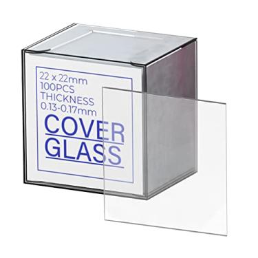 Imagem de Vabiooth 100 peças 22 x 22 mm tampa de microscópio quadrada cobertura de vidro para microscópios monoculares binoculares trinoculares
