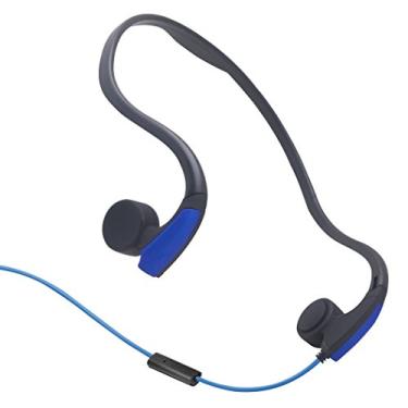 Imagem de GZCRDZ Fones de ouvido de condução óssea com microfone estéreo esportivo aberto com microfone de redução de ruído (azul)