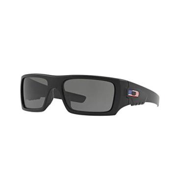 Imagem de Oakley Óculos de sol retangulares masculinos Oo9253 Det Cord, Preto fosco/ícone dos EUA, 61 mm