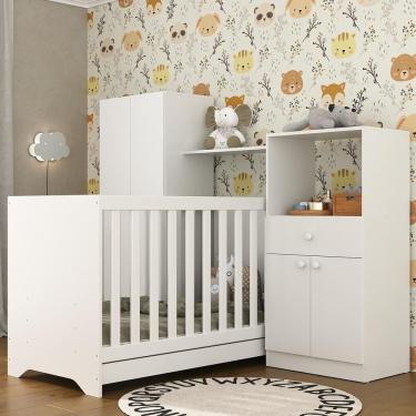 Imagem de Quarto Infantil com Berço 3 em 1 Luíza Multimóveis Branco