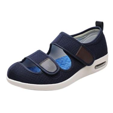 Imagem de Sandálias de verão respirável para pés inchados, conforto ajustável dedo aberto espuma de memória artrite edema sapatos internos antiderrapantes, para pés inchados sapatos de caminhada (Color : Blue