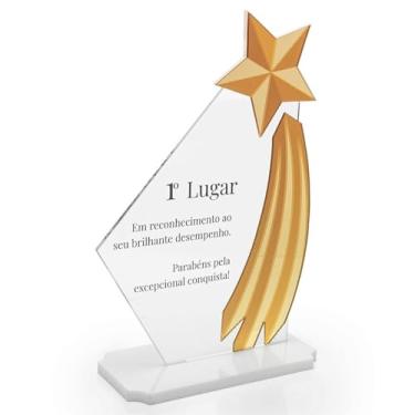 Imagem de Troféu em Acrílico Personalizado Estrela (Branco)