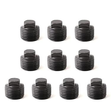 Imagem de Tampa macho rosqueada preta de 1/5.1 cm, Home TZH pacote com 10 tampas quadradas masculinas de tubo preto fundido de ferro maleável de 1/5.1 cm para suporte de prateleira vintage Steam-punk, móveis de