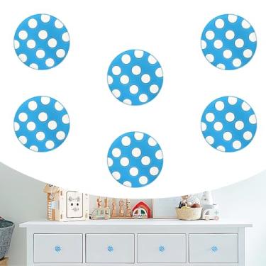 Imagem de CcHhyyt 6 pçs/conjunto de puxadores de borracha macia em forma de desenho animado puxadores de forma redonda para puxadores de gaveta para armários caixa organizadora estante (A, azul)