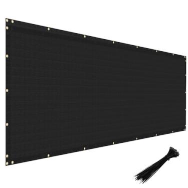 Imagem de Windscreen4less Tela de cerca de privacidade resistente para proteção contra para-brisas tecido de malha com ilhós de latão para parede ao ar livre, jardim, quintal, piscina, deck, 1,5 m x 50 m, preto