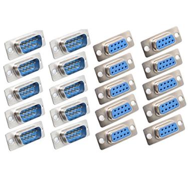 Imagem de Oiyagai 20 peças DB9 10 macho + 10 fêmeas 9 pinos acessórios conector adaptador, 10pcs Male + 10pcs Female