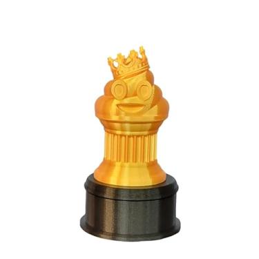 Imagem de Znet3D Troféu de emoji de cocô rei dourado em pedestal redondo preto