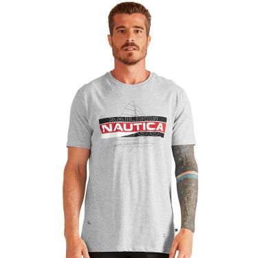 Imagem de Camiseta Nautica Masculina Line Sketch Sailing Cinza Mescla-Masculino