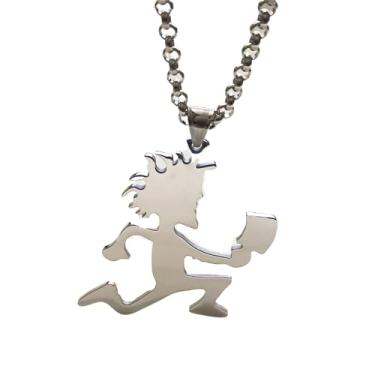 Imagem de Pingente clássico de machadinha de 5 cm de altura, pingente de homem louco de aço inoxidável, colar de palhaço, corrente de rolos, joia juggalo de 61 cm, mercadoria de prata para machado, colar de