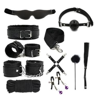 Imagem de Kit Brinquedos Sexuais Para Casal Algemas, Brinquedos Sexuais para Adultos 10 Peças Erótico (Preto)