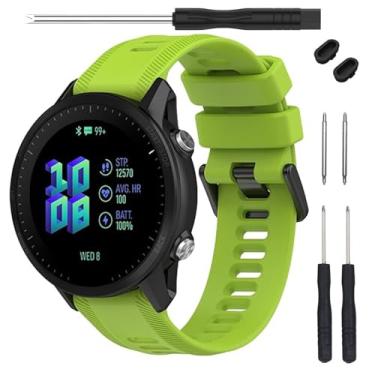 Imagem de TopPerfekt Pulseira para relógio Garmin Forerunner 955 – pulseira de substituição de silicone macio compatível com relógio inteligente 955 para mulheres e homens Lime