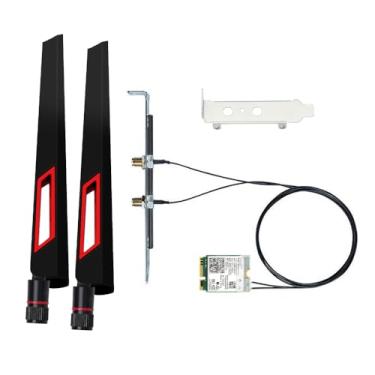 Imagem de BE200 WiFi 7 Desktop Kit, Tri-Band 6GHz/5GHz/2.4GHz BT 5.4, 802.11be M.2 NGFF Key E Wireless WiFi Card para Windows 10/11 (não suporta AMD) - com antenas de alto ganho, suporte de perfil baixo