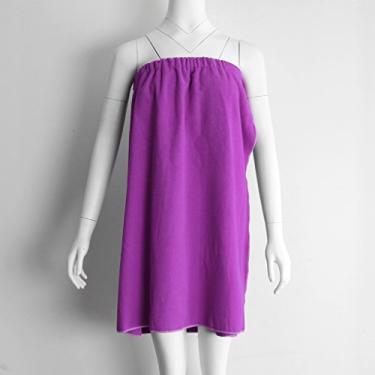 Imagem de Roupão de banho feminino microfibra spa corpo toalha envoltório - ajustável e lavável - forte absorção de água - para banho/spa/chuveiro - envoltório de chuveiro feminino - conforme descrito, roxo