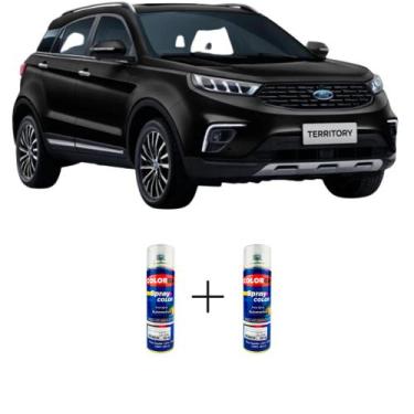 Imagem de Tinta Spray Automotiva Preto Toronto Ford 300ml + Spray Verniz 300ml -