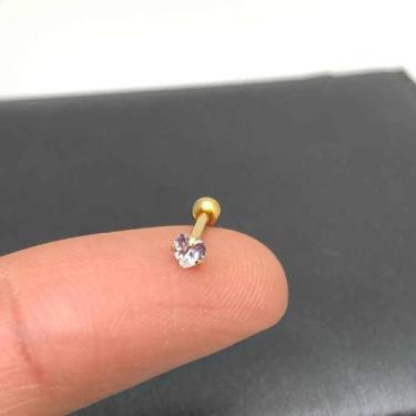 Imagem de Piercing Ponto De Luz Zircônia Coração - Rara Steel Piercing, Dourado