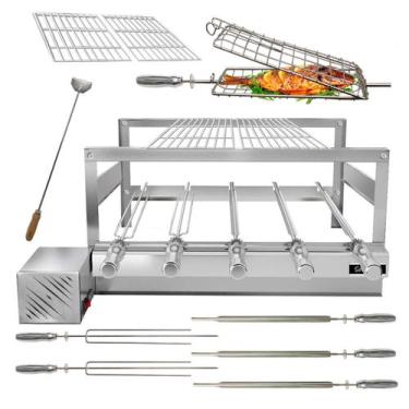 Imagem de Churrasqueira Giratória Grill Inox Gira Soft Grill 5 Espetos Completa 