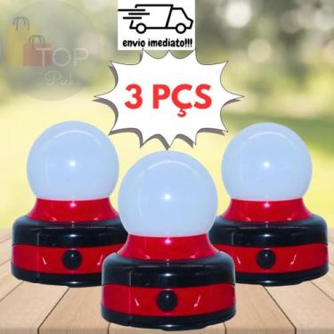 Imagem de Kit  3 Pçs Abajur Luminária De Led Com Imã A Pilha Multiuso Lanterna -