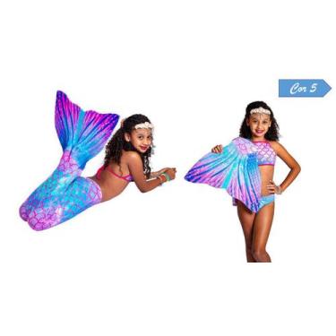 Imagem de Cauda De Sereia Infantil + Nadadeira + Biquíni Completo - Pronta Entre