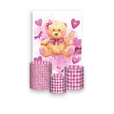 Imagem de Painel De Festa Vertical 1,50 x 2,20 + Trio De Capas Cilindro - Chá de