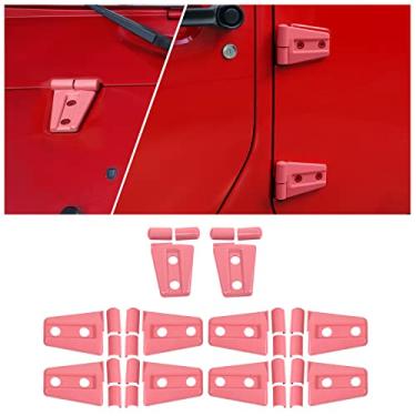 Imagem de Dobradiça de capô de motor de carro e acabamento de capa de dobradiça de porta para Jeep Wrangler JK Unlimited 4 portas 2007-2018 (rosa)