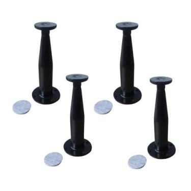 Imagem de 04 Pé Armário Távola Alumínio P/Móveis 12Cm Preto Regulável - Alumialt