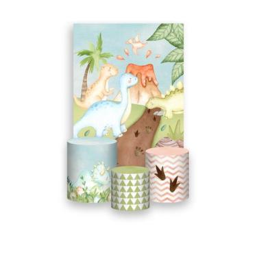 Imagem de Painel De Festa Vertical 1,50 x 2,20 + Trio De Capas Cilindro - Dinoss