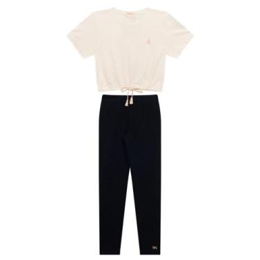 Imagem de Conjunto Infantil Menina, Blusa Cadarço MM Off E Legging Preta - Tupin