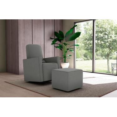 Imagem de Poltrona Balanço C/Puff Annecy Suede Cinza B250 - Matrix - LM DECOR