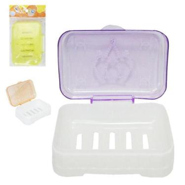 Imagem de saboneteira de pia de plastico retangular colors com tampa 12x8x5cm na