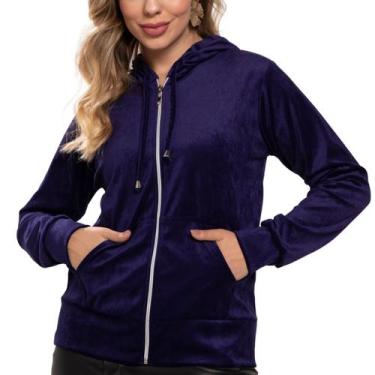 Imagem de Jaqueta Blusa Feminina Casaco Plush com Capuz Ziper e Bolso - Look Mod