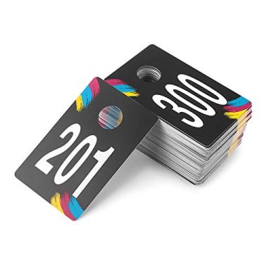 Imagem de SUKIRA Etiquetas numéricas de plástico, 100 etiquetas reutilizáveis (201-300), revestimento de imagem espelhada reversa, ideal para vendas ao vivo do Facebook e negócios domésticos