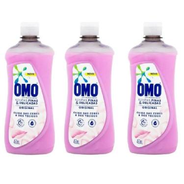 Imagem de Kit 3 Lava Roupas Líquido OMO Roupa Delicada Original 450ml