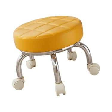 Imagem de Ioensy 360° Rotating Roller Stool Polia Rodas Banco Crianças Móvel Mini Banco Leve Pedicure Banco de Trabalho Doméstico para Cozinha, Laranja