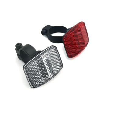 Imagem de KOPPANG 2 peças de refletores dianteiros e traseiros de bicicleta para guidão e selim, kit de refletores de aviso de segurança para bicicleta (vermelho + branco)