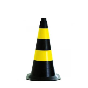 Imagem de Cone Rígido de Sinalização 75cm - PLASTCOR, 75CM, Preta/Amarela