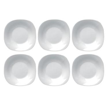 Imagem de Jogo de 6 Pratos Fundos Parma Quadrado Bormioli Vidro Temperado Opalin