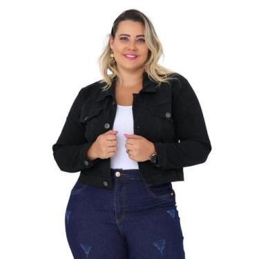 Imagem de Jaqueta Jeans Feminina Cropped Plus Size Premium - La Rosaflor, Preto,
