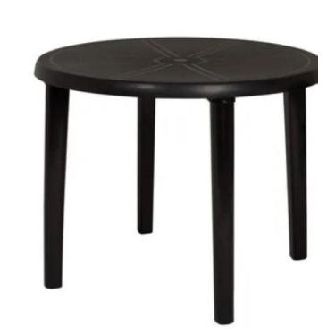 Imagem de Mesa Plástica Redonda Desmontável Preta - MOR